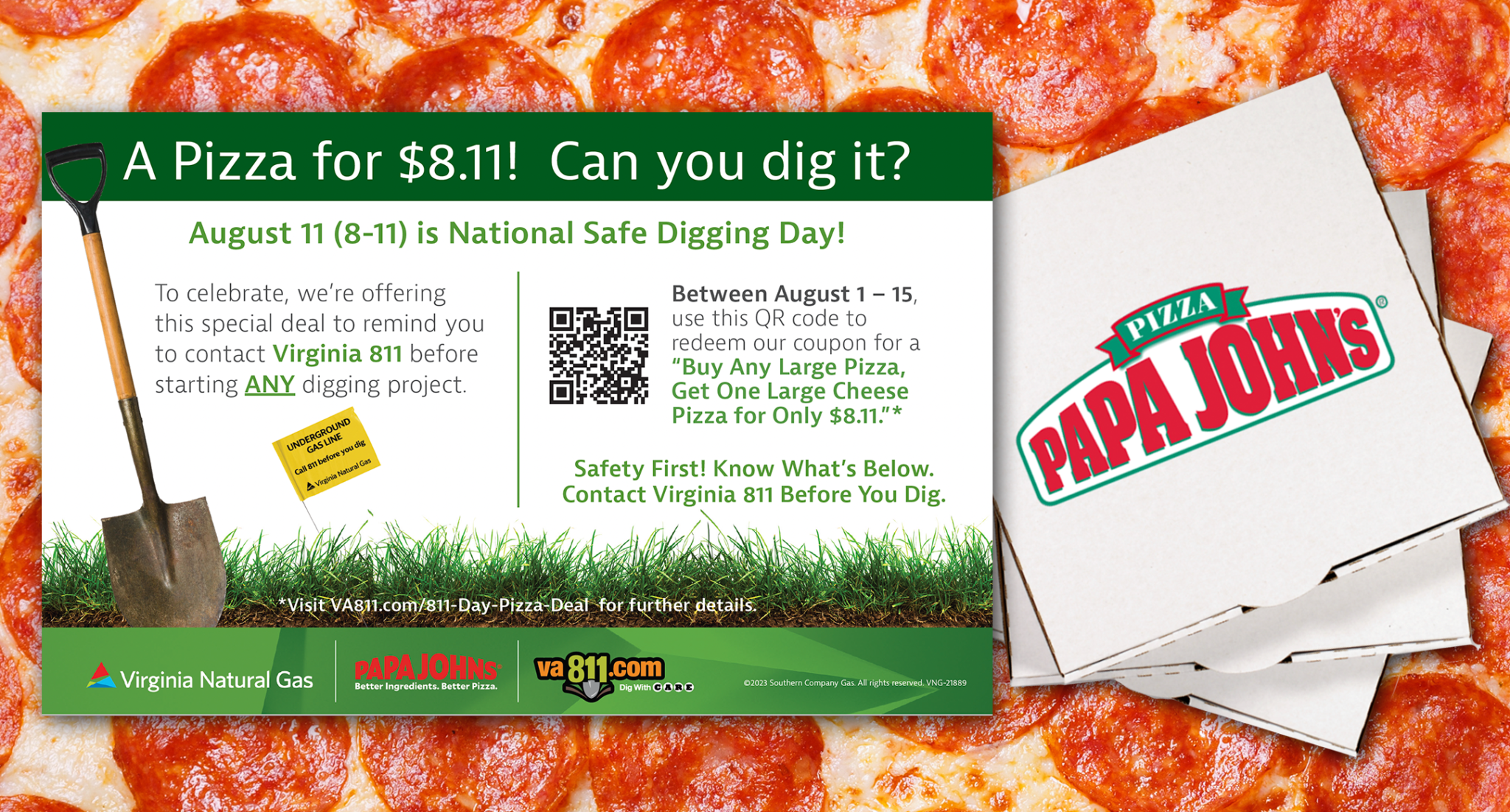 811 Day Pizza Deal VA 811