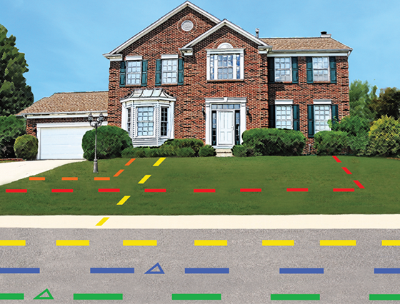 House with utility lines marked